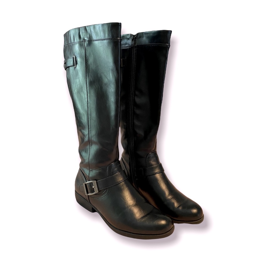 YUU wide calf Black Faux Leather boots 9.5 women’s